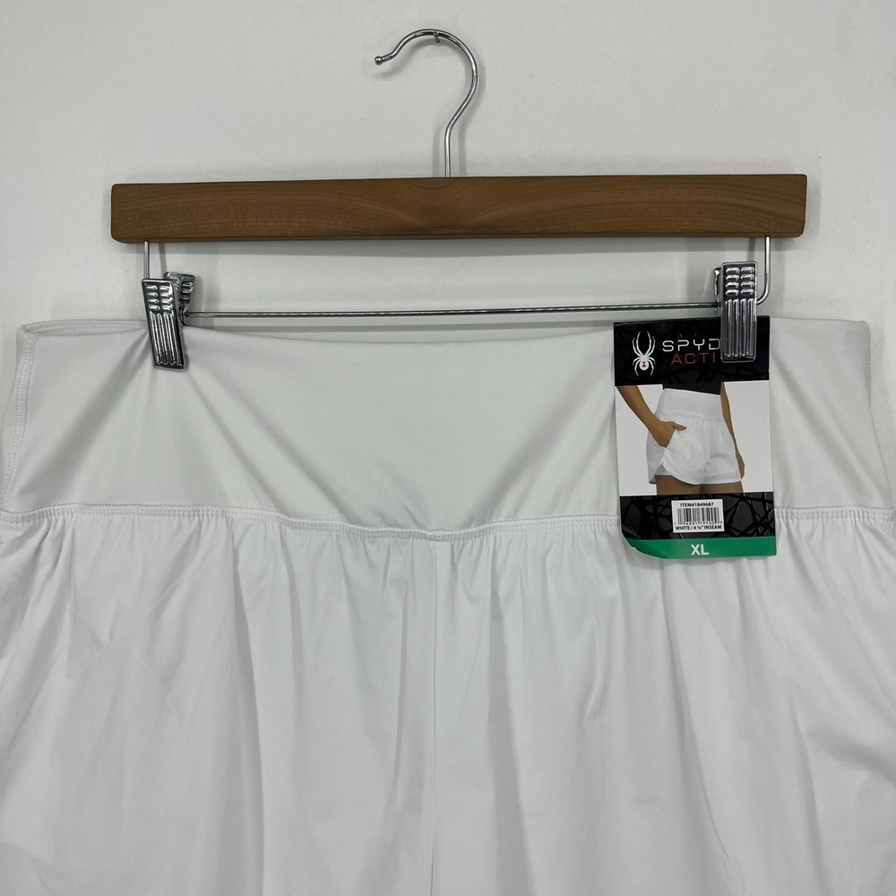 Spyder Active Shorts Women's Size XL White Solid Stretch 4" Inseam New NWT - Picture 2 of 10